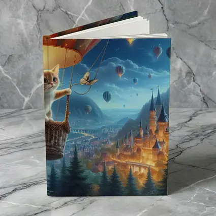 Kitten Hot Air Balloon Fantasy Castle Night