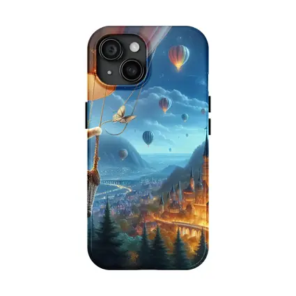 Kitten Hot Air Balloon Fantasy Castle Night