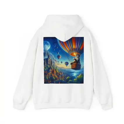 Cat Hot Air Balloon Fantasy Night Sky