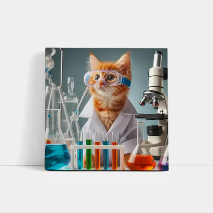 Orange Kitten Scientist In Laboratory Setting