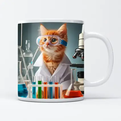 Orange Kitten Scientist In Laboratory Setting