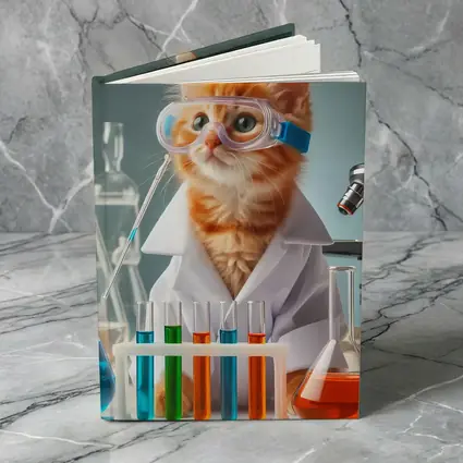 Orange Kitten Scientist In Laboratory Setting
