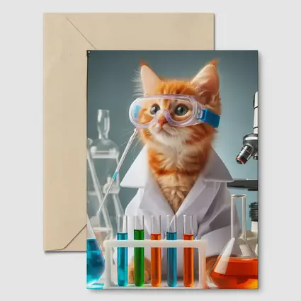 Orange Kitten Scientist In Laboratory Setting