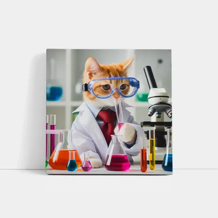 Orange Cat Scientist Lab Coat Microscope