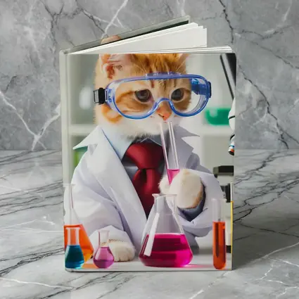 Orange Cat Scientist Lab Coat Microscope