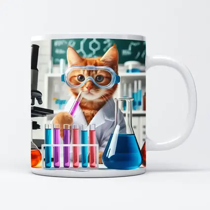 Orange Cat Scientist In Laboratory Setting