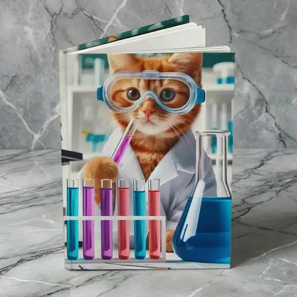 Orange Cat Scientist In Laboratory Setting