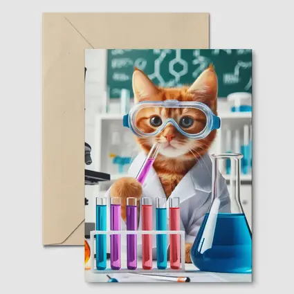 Orange Cat Scientist In Laboratory Setting