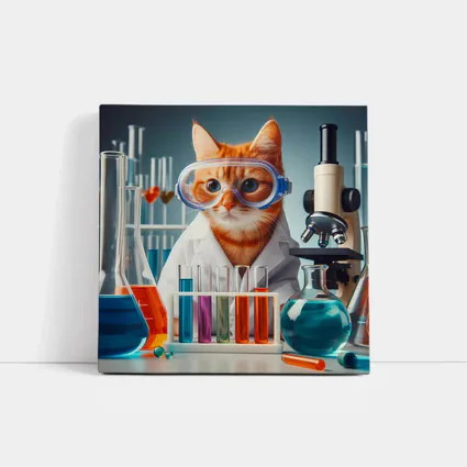 Orange Tabby Cat Scientist Laboratory Setting