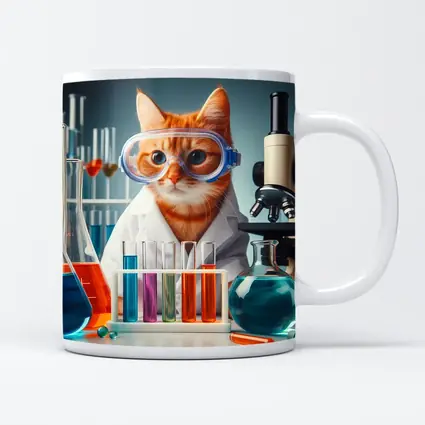 Orange Tabby Cat Scientist Laboratory Setting