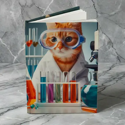 Orange Tabby Cat Scientist Laboratory Setting