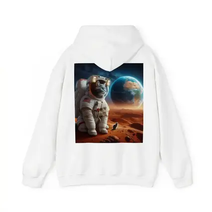 Cat Astronaut Standing On Mars Red Planet