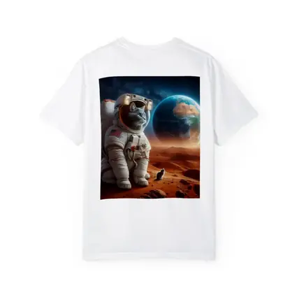 Cat Astronaut Standing On Mars Red Planet