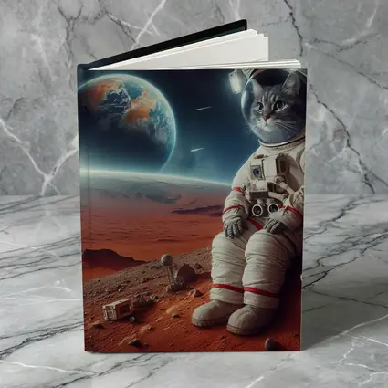 Cat Astronaut On Mars Surface Space