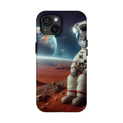 Cat Astronaut On Mars Surface Space