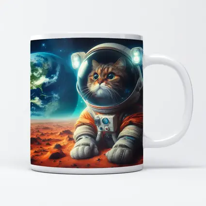 Cat Astronaut On Mars Space Art