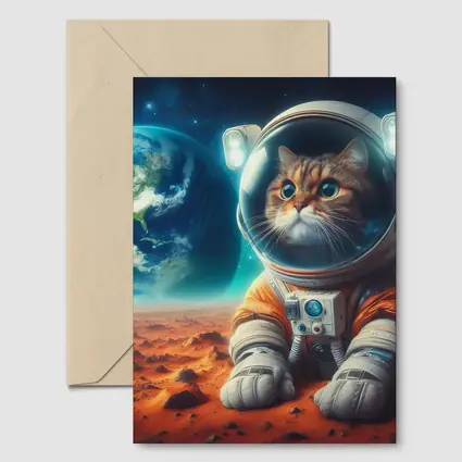 Cat Astronaut On Mars Space Art