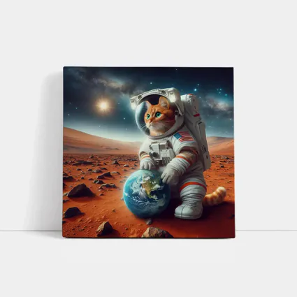 Orange Tabby Cat Astronaut on Mars