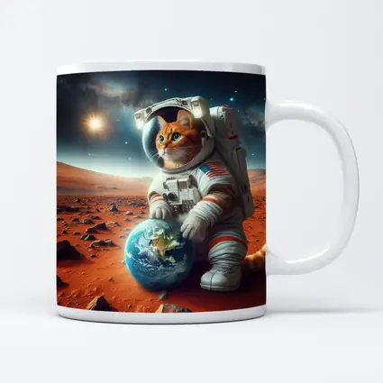Orange Tabby Cat Astronaut on Mars