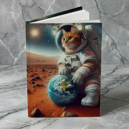 Orange Tabby Cat Astronaut on Mars