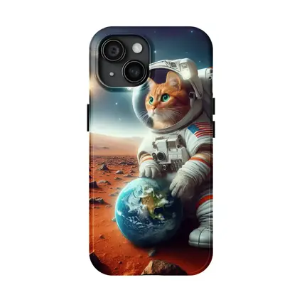 Orange Tabby Cat Astronaut on Mars
