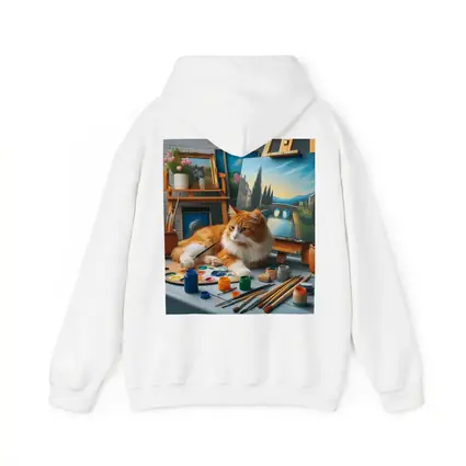 Orange Cat Artist Studio Painting Scene