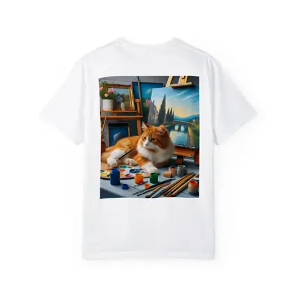 Orange Cat Artist Studio Painting Scene