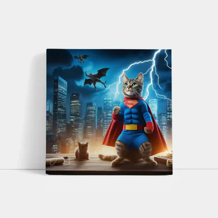 Superhero Cat Superman Costume City Night