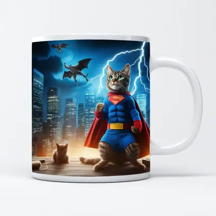 Superhero Cat Superman Costume City Night