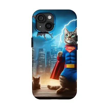 Superhero Cat Superman Costume City Night