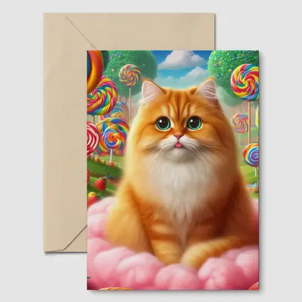 Orange Cat Candy Land Fantasy Art