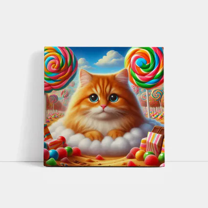 Fluffy Orange Cat Candy Land Fantasy