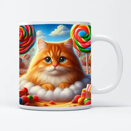 Fluffy Orange Cat Candy Land Fantasy