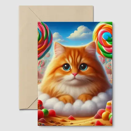 Fluffy Orange Cat Candy Land Fantasy