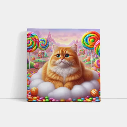 Fluffy Orange Cat Candy Land Fantasy