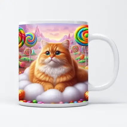 Fluffy Orange Cat Candy Land Fantasy