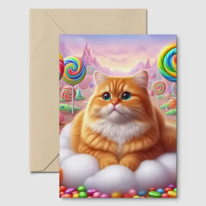 Fluffy Orange Cat Candy Land Fantasy