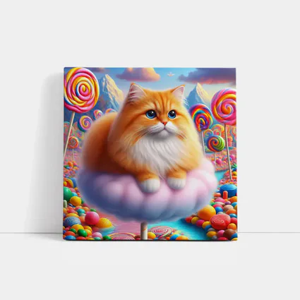 Fluffy Orange Cat Candy Land Fantasy
