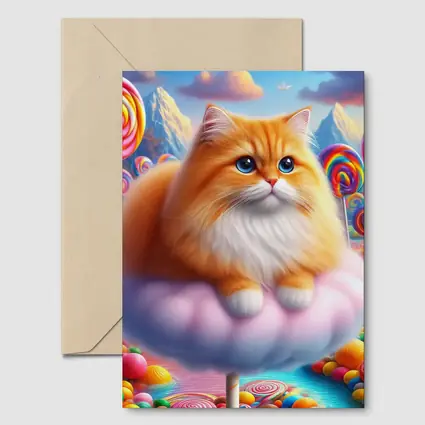 Fluffy Orange Cat Candy Land Fantasy
