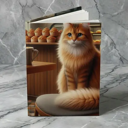 Orange Tabby Cat Sitting In Cozy Cafe
