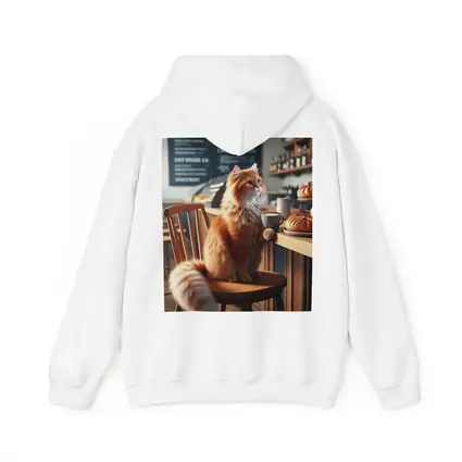Orange Cat Sitting in Cozy Cafe