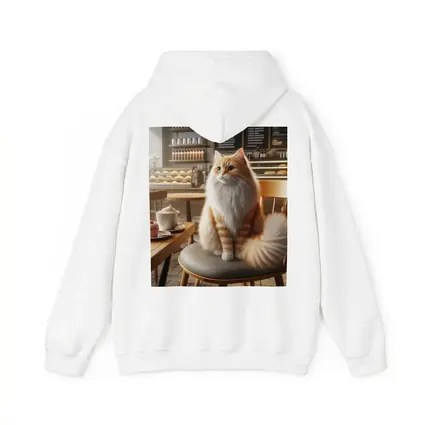 Fluffy Orange Cat Sitting In Coffee Shop