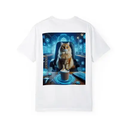 Orange Cat Boss Futuristic Tech Office