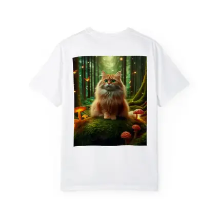 Fluffy Orange Cat Enchanted Forest Mushrooms