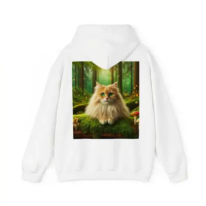Fluffy Orange Cat Enchanted Forest Mushrooms