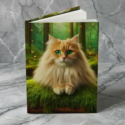 Fluffy Orange Cat Enchanted Forest Mushrooms