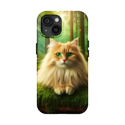 Fluffy Orange Cat Enchanted Forest Mushrooms