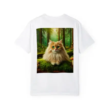 Fluffy Orange Cat Enchanted Forest Mushrooms