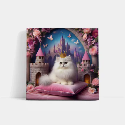 White Persian Cat Crown Fantasy Castle