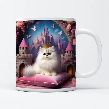 White Persian Cat Crown Fantasy Castle